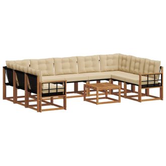 vidaXL Conjunto De Sof&aacute;s De Exterior Con Coj&iacute;n 10 Pcs Natural Y Beige Vidaxl