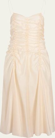 Khaite Raina Sleeveless Ruched Midi Dress