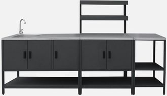 Sweeek Cocina Exterior De 3 M&oacute;dulos En Acero Inoxidable