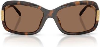 Tory Burch 56mm Rectangular Sunglasses in Tortoise /Dark Brown at Nordstrom