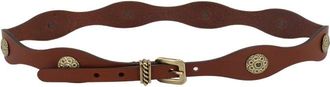 Etro Leren Riem met Siersteentjes - Dames - Riemen - Rood - 85 CM - Leer - Accessoires