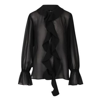 Nina Ricci Blouses, female, Black, Size: S Transparent Lavalli&egrave;re Shirt