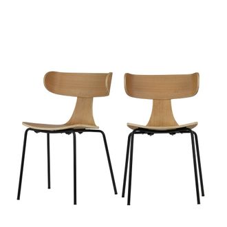 Woood Lote de 2 sillas de dise&ntilde;o apilables - Natural