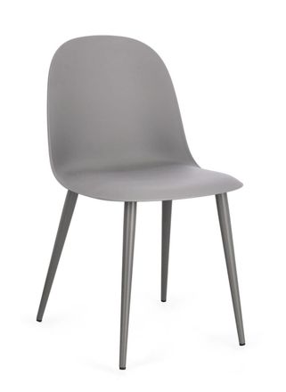 BIZZOTTO Juego de 4 sillas de comedor en acero y polipropileno gris