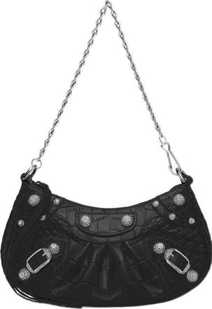 Balenciaga (WMNS) Balenciaga Le Cagole Mini Bag With Chain Crocodile Embossed Black 69581423EJY1000