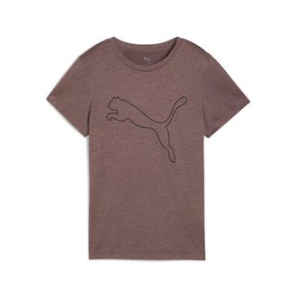 Puma Trainingsshirt PUMA W TAD ESSENTIAL HEATHER LOGO TEE, Damen, Gr. XL, raisin heather, Jersey, Obermaterial: 100% Polyester, regular fit normal, Rundhal