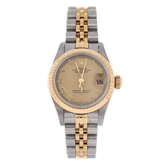 Rolex Oyster Perpetual Datejust Automatic Watch Stainless Steel and Yellow Gold 26 in Metallic Silver at Nordstrom