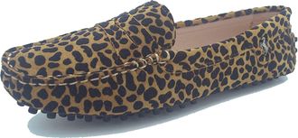 Minitoo Loafers Flat Shoes for Women Slip-on Summer Casual Moccasins with Buckle 9603-B Brown UK 5.5