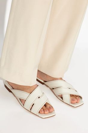 Tod's Leather Slides, Womens, Cream
