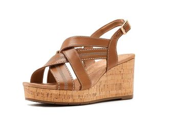 Clarks Sabina Sling Womens Wedge Shoes Tan Leather : 6.5 B - Medium