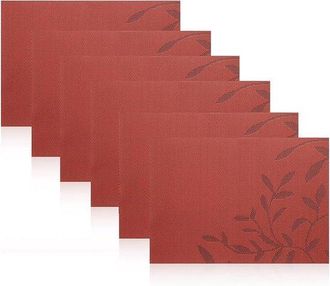 OEM 6 Piezas - Manteles Individuales - F&aacute;ciles De Limpiar - Tejido Fino - Pvc - Resistentes Al Calor - 30 X 45 Cm - Rojo