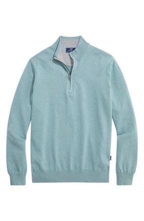 Vineyard Vines Boathouse Quarter Zip Sweater in Seacliff Blue at Nordstrom, Size Xx-Large