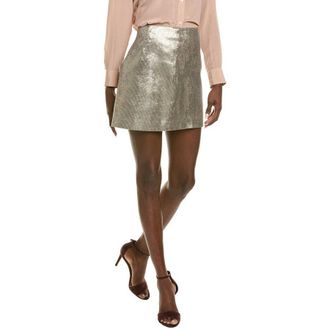 Brunello Cucinelli WomenS Light Mole Textured Mini Skirt, Size 10