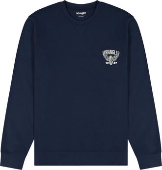 Wrangler Sweatshirt WRANGLER WRANGLER Sweatshirt Americana Crew, Herren, Gr. L, blau, Obermaterial: 80% Baumwolle CO. 20% Polyester PES., Sweatshirts Sweatshir