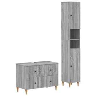 vidaXL Juego De Gabinete De Ba&ntilde;o De 2 Piezas Alkmaar Sonoma Gris Vidaxl