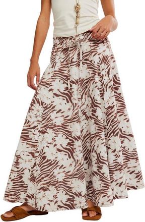 Free People Zephyr Print Convertible Bustle Maxi Skirt in Chocolate Combo at Nordstrom, Size X-Large