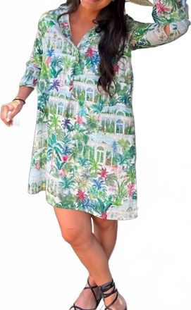 Vilagallo Glass Dome Palm Tree Garden House Ruffle Trim Dress In Multi