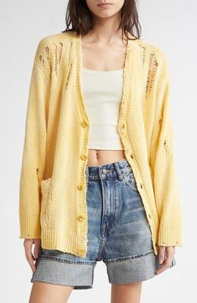 R13 Ripped Cardigan in Yellow at Nordstrom Rack, Size X-Small