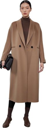 Generic Womens V Neck Wool Long Coat Double Breasted with Straight Shoulder Winter Warm Trench Coat Classic Elegant Outerwear (UK, Alpha, M, Regular, Regular,