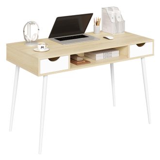 Woltu Scrivania Porta Pc Moderno Tavolo Da Lavoro Con Cassetti In Legno - Woltu