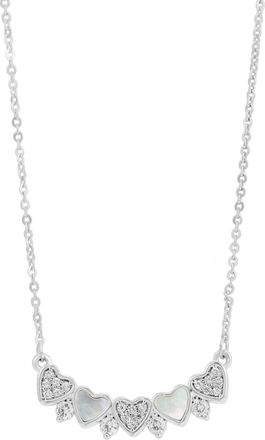 Savvy Cie Jewels BAR NECKLACE WITH CZ AND M. O.P. HEARTS