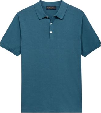 Brooks Brothers Gemerceriseerd katoenen knit poloshirt - Heren - Polos - Blauw - S - Katoen - Tops