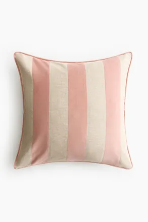 H&M Kissenh&uuml;lle aus Leinenmix - Hellrosa/Beige Gestreift