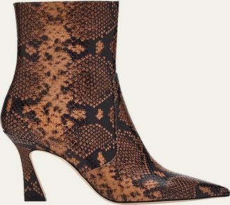 Stuart Weitzman 85mm Vinnie Snake-Printed Leather Booties