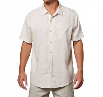 Toes on the Nose Coastline Short Sleeve Button Up Shirt In Natural Sun