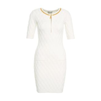 Elisabetta Franchi Mini Jurk met Kettinkje - Dames - Kleedjes - Wit - S - Polyester - Kleedjes
