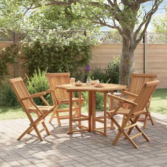 vidaXL Set De Comedor De Jard&iacute;n Plegable 5 Pzas Madera Maciza De Teca Vidaxl