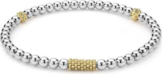 Lagos Two-Tone Caviar Icon Stretch Bracelet in Silver/Gold at Nordstrom, Size 7