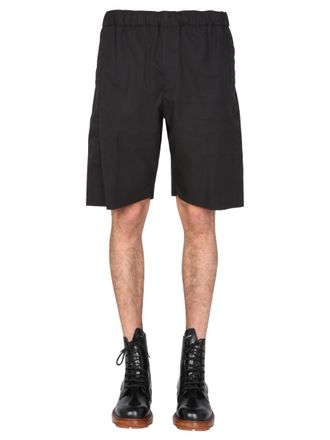 Alexander McQueen 100% Cotton Gabardine Bermuda Shorts - Black