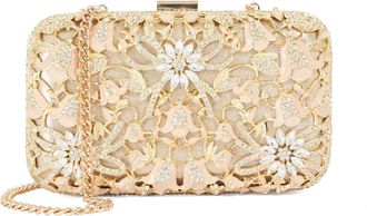 Dune London Womens Accessories Eberkeley - Gold Hard Case Floral Clutch Metal - One Size