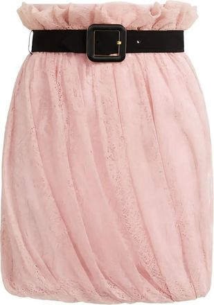 Roberto Cavalli ruffled belted mini skirt - women - Polyamide/Viscose - 40 - Pink
