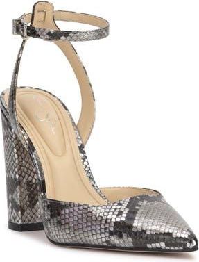 Jessica Simpson Nazela Pointed Toe Ankle Strap Pump in Chrome at Nordstrom Rack, Size 7