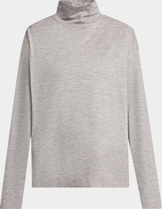 The Row Anapolis Turtleneck Cashmere Jersey Long-Sleeve Top