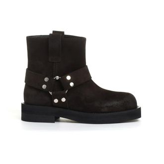 3Juin 3Juin, Schoenen, Dames, Bruin, 37 EU, Leer, Korte Zwarte Biker Helm