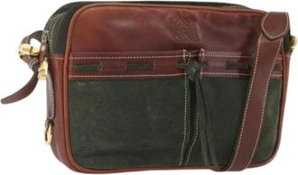 Loewe Pre-owned Cross Body Bags, female, Green, Size: ONE SIZE Pre-owned Suede Shoulder Bag