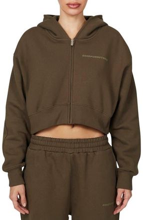 Good For Nothing Vintage Tonal Crop Zip Hoodie in Brown at Nordstrom, Size X-Small Uk