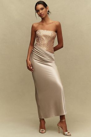 Retrof&ecirc;te Alexandra Draped Strapless Maxi Dress