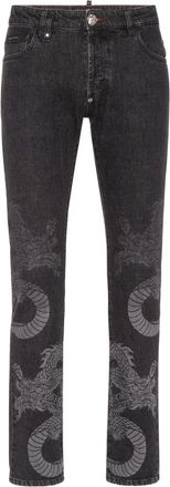Philipp Plein Super Straight Cut Dragon Jeans - Heren - Slim Fit Jeans - Zwart - W30 - Katoen - Jeans