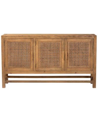 Baxton Studio Sibu Bohemian Rattan & Reclaimed Wood Cabinet