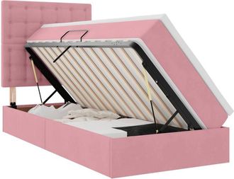 vidaXL Storage Bed with Mattress with Storage Pink 100 x 200 cm Velvet vidaXL