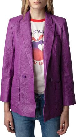 Zadig&Voltaire Visko Cuir Froisse Leather Blazer