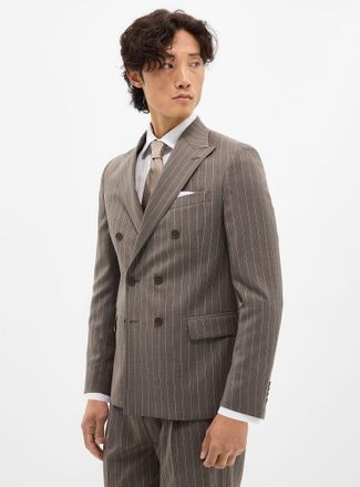 Le 31 Mens Banker-stripe jacket Wool weave by Marlane Reykjavik cut - Semi-fitted