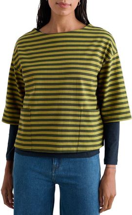 Seasalt Cornwall Buryan Stripe Organic Cotton T-Shirt in Mini Cornish Beech Fennel at Nordstrom, Size 16 Us