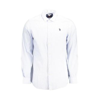 U.S.Polo Association Lichtblauw Slim Fit Overhemd - Heren - Zakelijke Overhemden - Blauw - 2XL - Leer - Overhemden