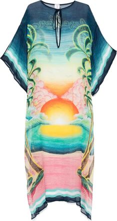 Casablanca Abito lungo in seta con chiffon - Blu