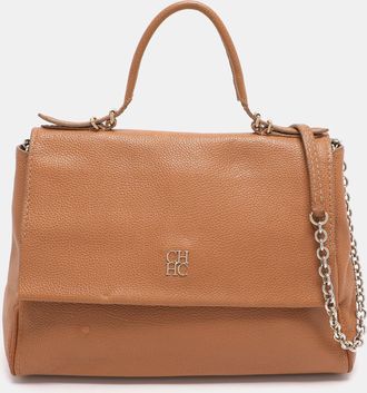 Carolina Herrera Brown Leather Minuetto Top Handle Bag